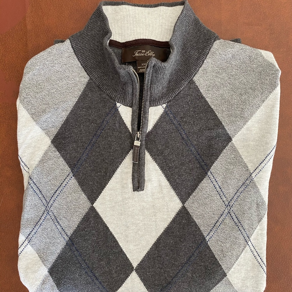 Tasso Elba Men’s XL Argyle 1/4 Zip Sweater